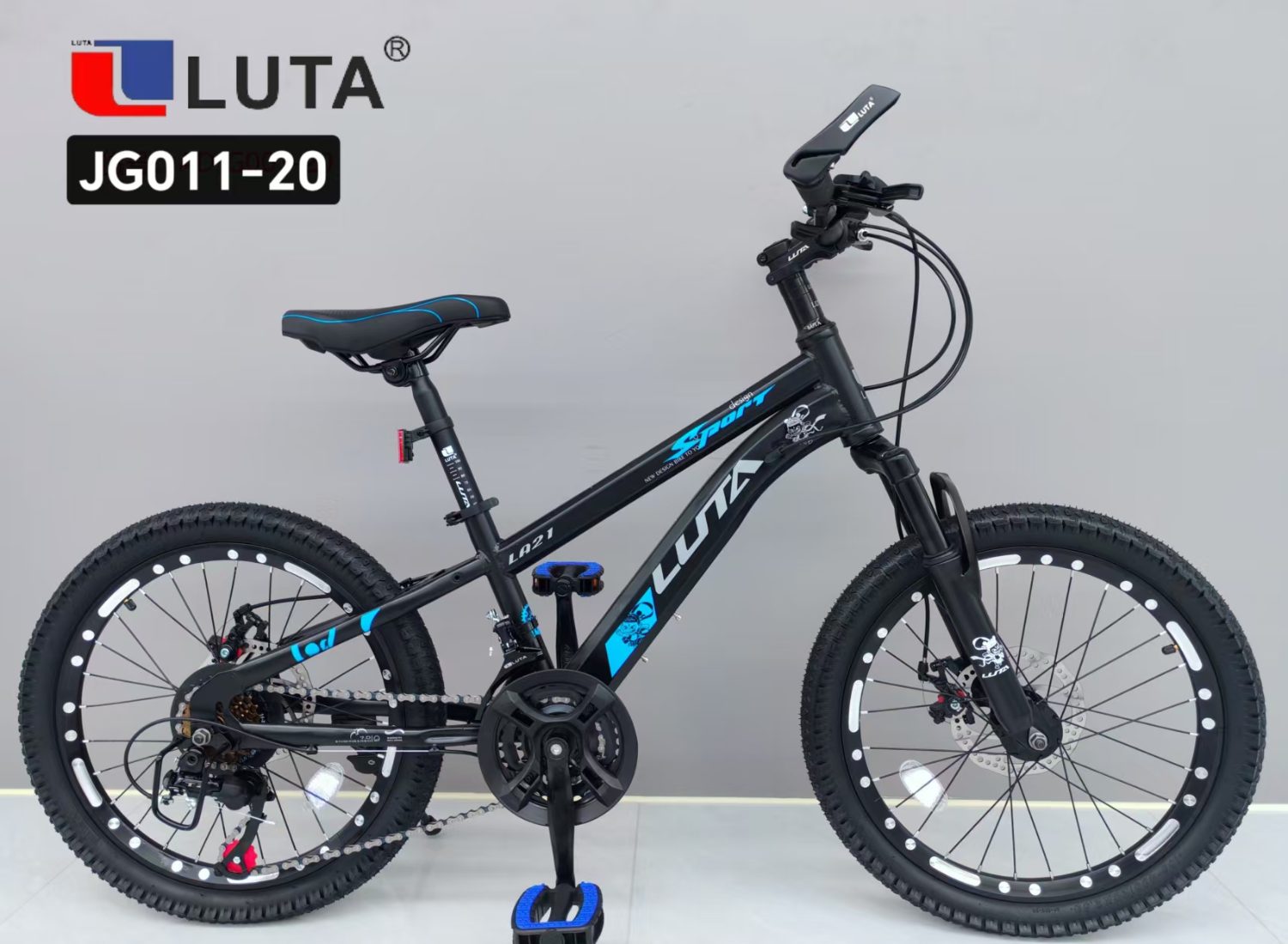 LUTA JG011-20儿童山地车，黑蓝配色，时尚动感，适合户外骑行。