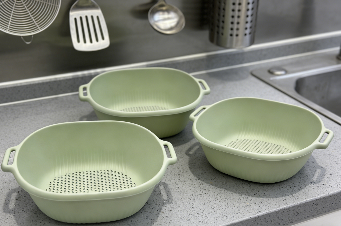 Multi-functional draining basket, basin, sealed jar, right-angle cabinet storage box, funny sponge rack, kitchen filter, bowl rack, Nordic style organizing supplies details Picture