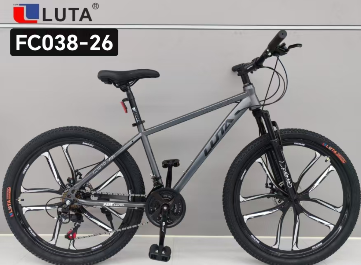 مركبة Luta C038-26، ذات تصميم أسود رائع، وعجلات ألومنيوم مجهزة بنظام للفرامل والتغير السريع، مناسبة لسائقي الدراجات في الهواء الطلق. details Picture