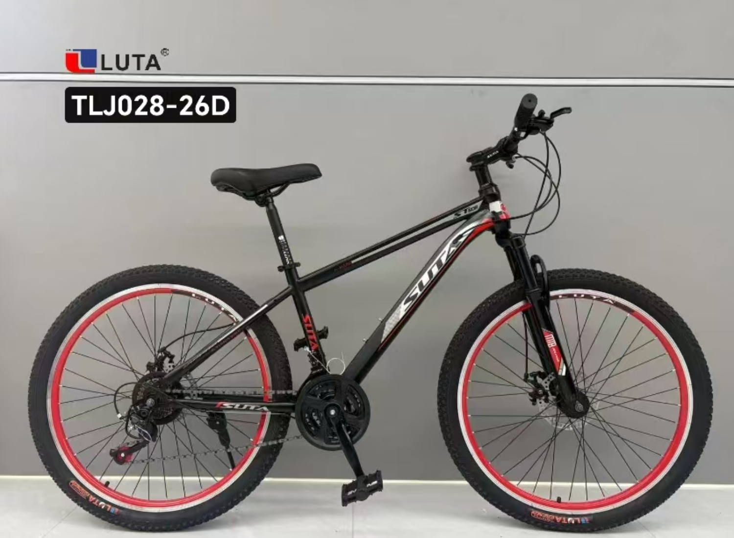 LUTA山地车TLJ028-26D，白色车身配荧光绿条纹，时尚动感，适合户外骑行爱好者产品图