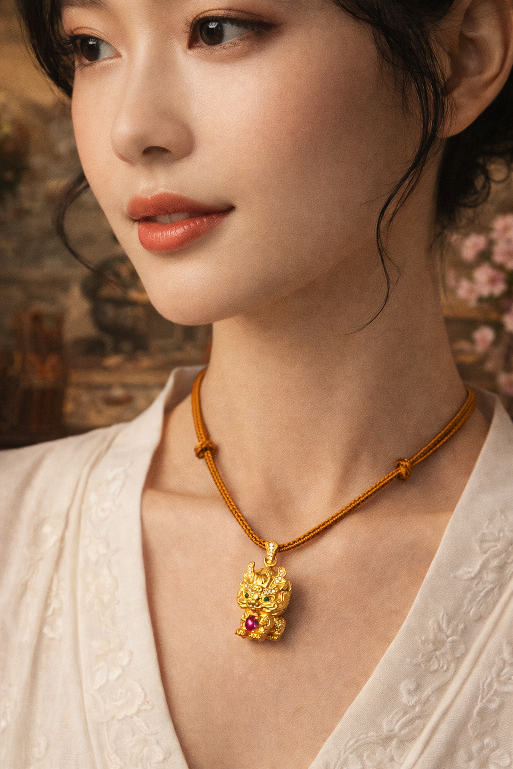 Golden PI Xiu pendant necklace pendant, gold wrapped silver jewelry Item Picture