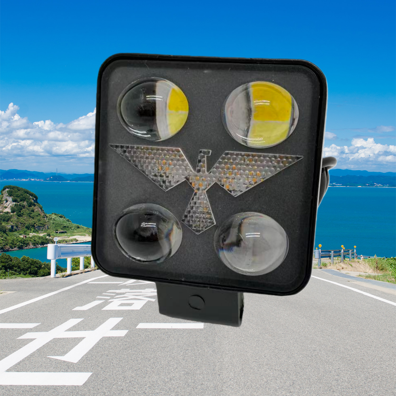 货车LED射灯4珠透镜3寸20W方形鹰腾红蓝多模式前杠灯透镜灯检修灯