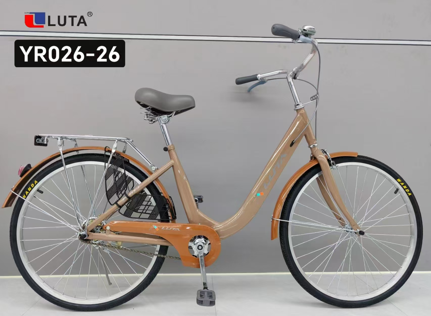 LUTA YR026-26复古自行车，时尚橙色设计，舒适骑行体验。