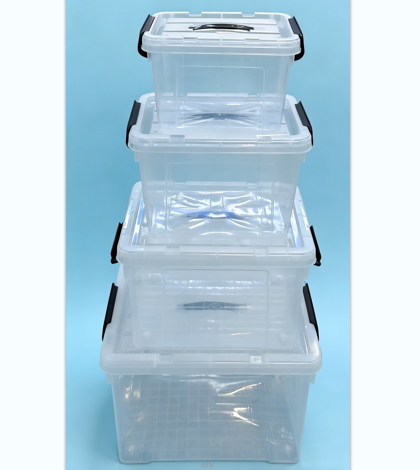 Multi-functional transparent plastic storage box, underbed clothes, fabric storage box, trunk storage box, household storage supplies, underbed storage box, transparent storage and organization box Specification image