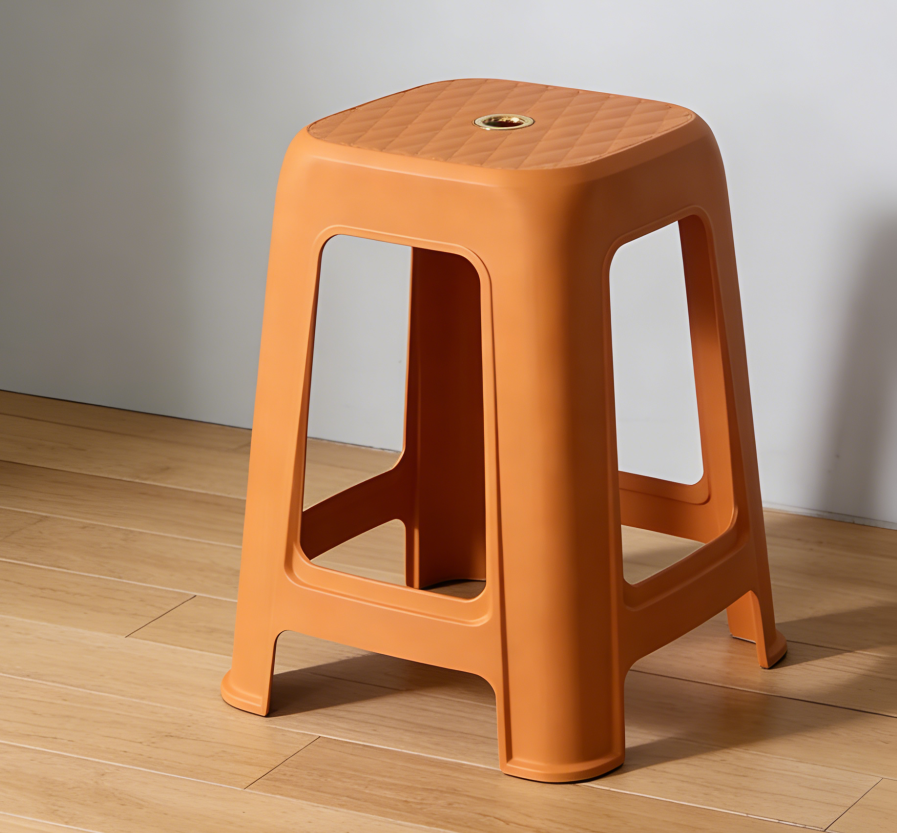 Orange stools can be stacked for household living room, kitchen, dining table, square stools for eating, anti-slip, thickened and sturdy plastic high stools wholesale, high stools wholesale Specification image