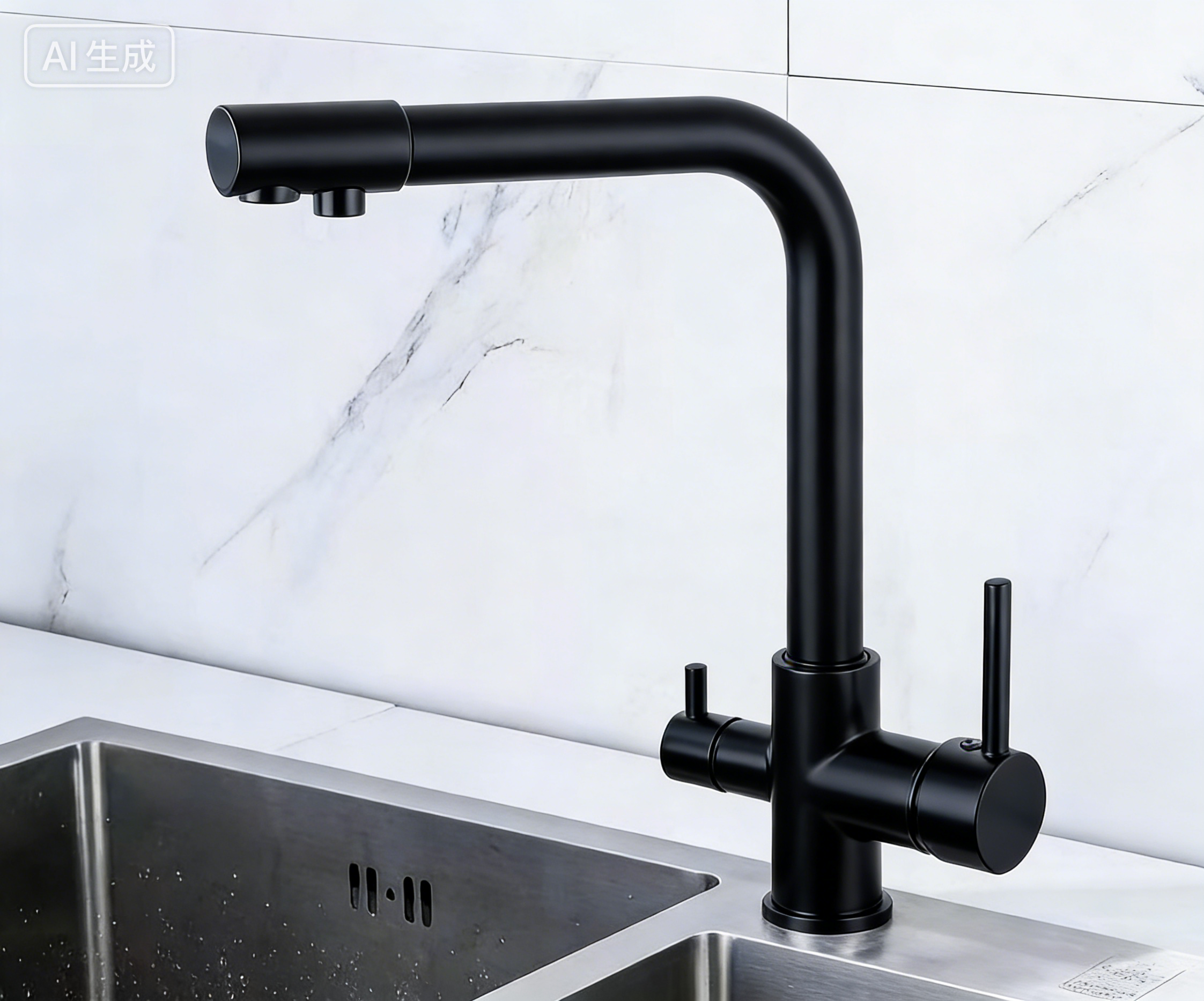 Holy copper core water purifying faucet, hot and cold washbasin, household hot and cold washbasin faucet, washbasin faucet, bathroom faucet, copper core water purifying faucet, seven-shaped pipe details Picture