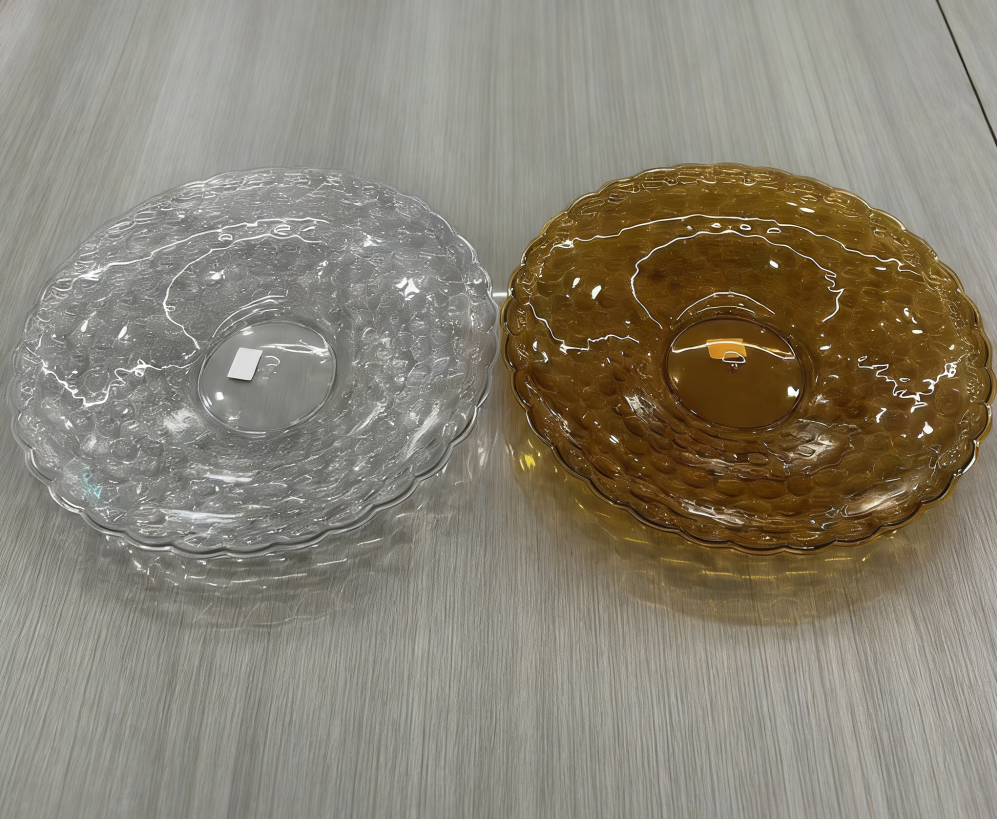 圆形透明水果盘轻奢家用客厅高颜值水果盘透明茶色两色可选干果糖果零食摆放花盘子盘子餐具盘子