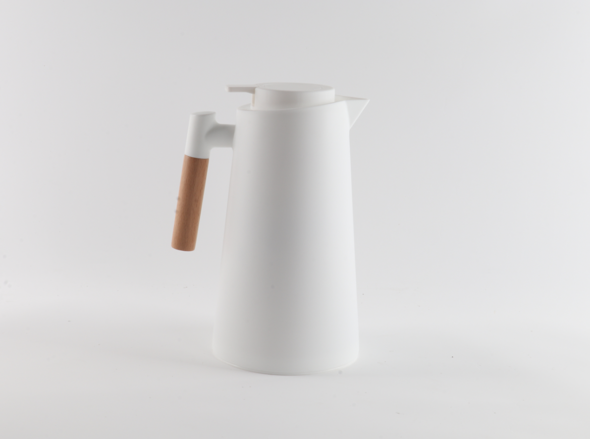 EJSHE 木柄咖啡壶巴西国家热销款保温瓶简欧素色茶壶客户款保温壶