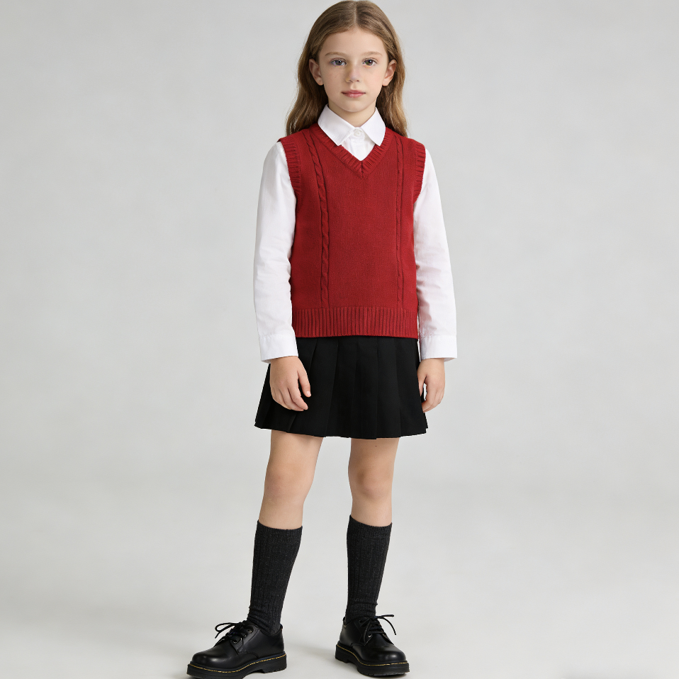 2026新款女童半身裙防走光百褶裙韩版百搭学院风短裙小学生校服演出啦啦队服支持定制加工跨境电商亚马逊稀音儿童裙女童欧美产品图