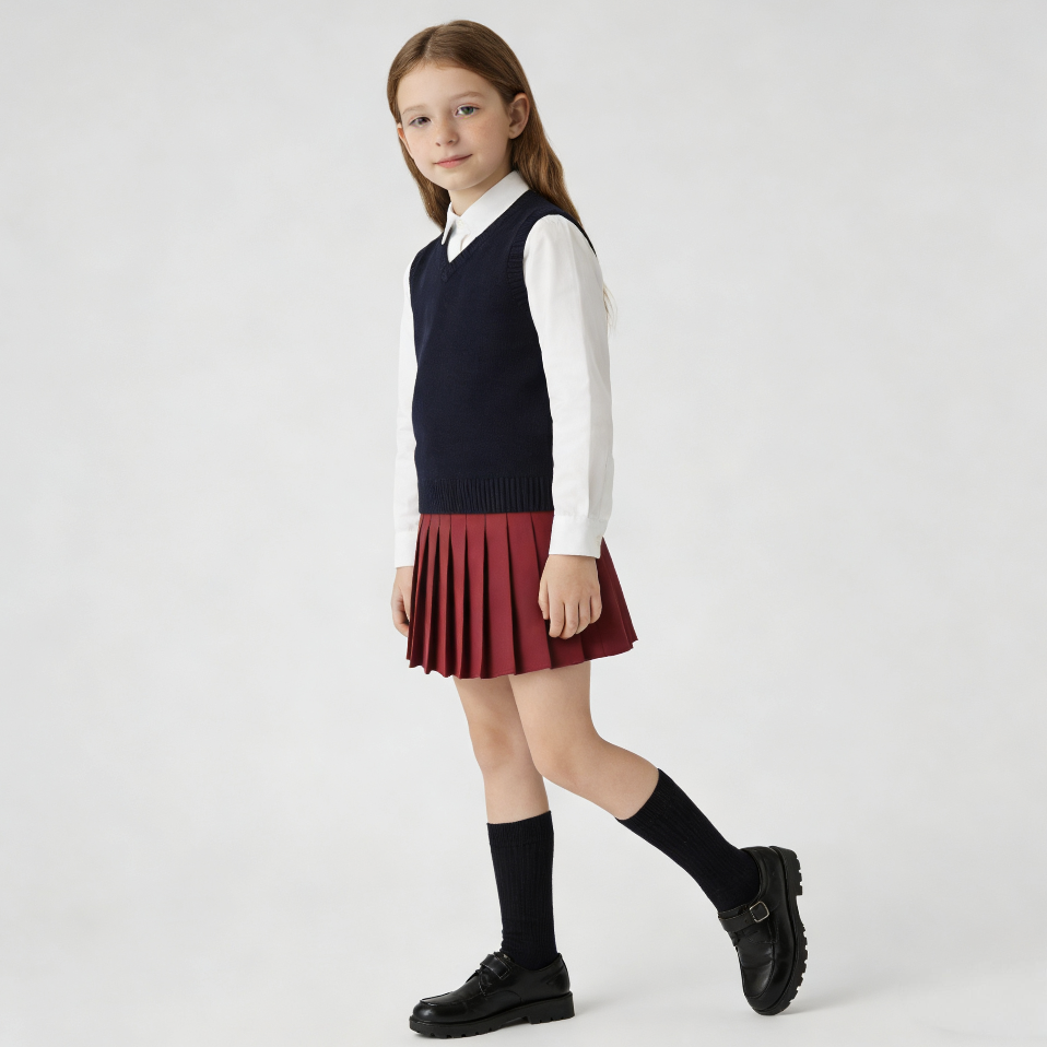 2026新款女童半身裙防走光百褶裙韩版百搭学院风短裙小学生校服演出啦啦队服支持定制加工跨境电商亚马逊稀音儿童裙女童欧美