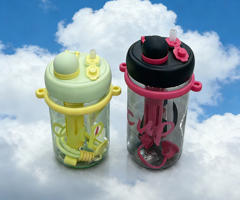 Simple double-drinking straw cup, cross-border Southeast Asia and South America supermarket plastic travel cup, outdoor water bottle, student gift water cup, pp cup, gift cup wholesale Specification image