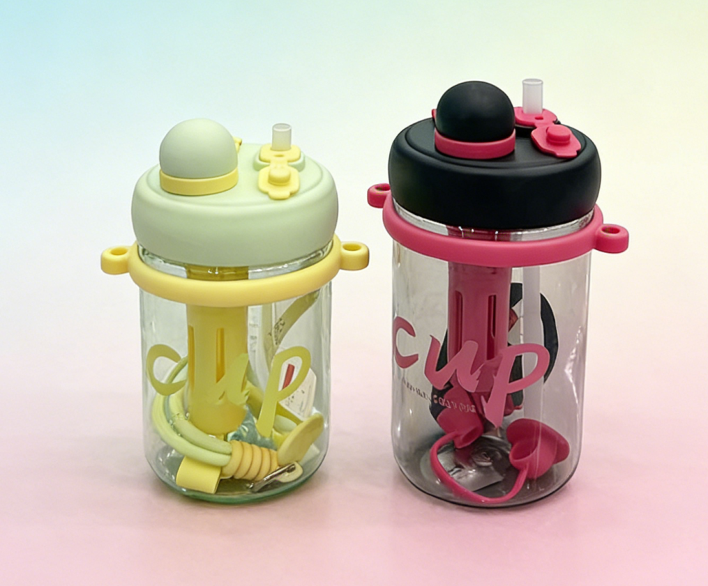 Simple double-drinking straw cup, cross-border Southeast Asia and South America supermarket plastic travel cup, outdoor water bottle, student gift water cup, pp cup, gift cup wholesale Application Scenario