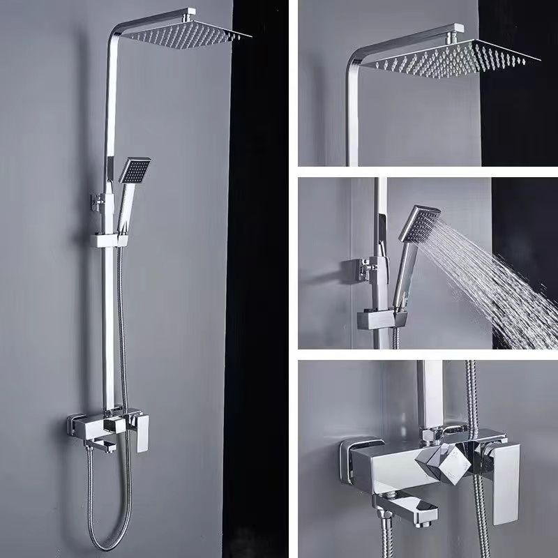 Holy New Showerhead complete set: A complete set of exposed extended nozzle three-function stainless steel bathroom showerhead