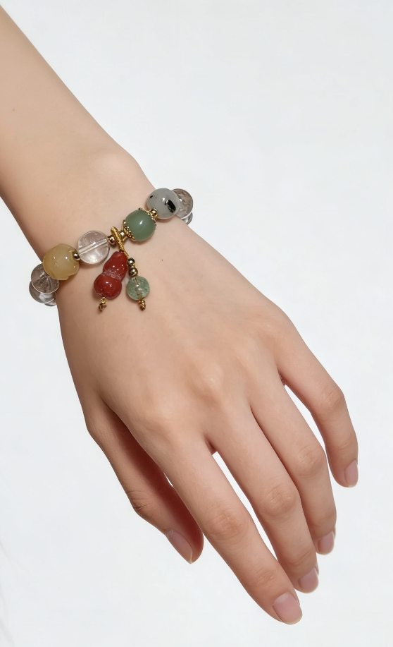 彩发晶手链手串手绳红绳沙金饰品时尚手饰女款简约百搭潮流礼物产品图