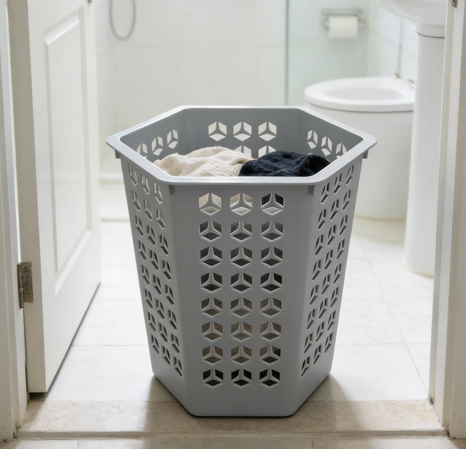 Wholesale grey plastic storage baskets, household storage baskets, storage frames, storage baskets, storage boxes, organizing baskets, multi-purpose storage baskets, laundry baskets Item Picture