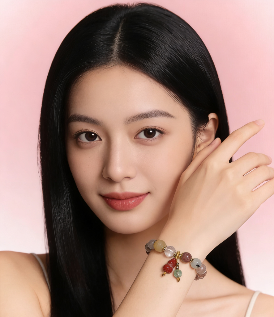 彩发晶手链手串手绳红绳沙金饰品时尚手饰女款简约百搭潮流礼物详情图2