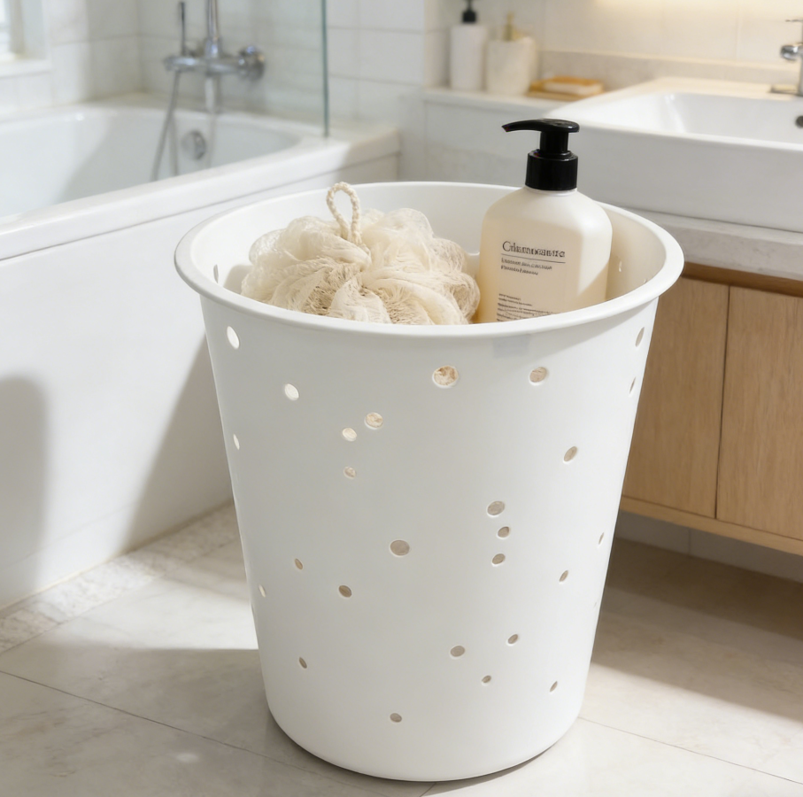 Nordic-style polka dot hollowed-out dirty clothes basket, large-capacity breathable laundry basket, bathroom and bedroom clothes storage basket, laundry basket with lid storage, dirty clothes basket wholesale details Picture