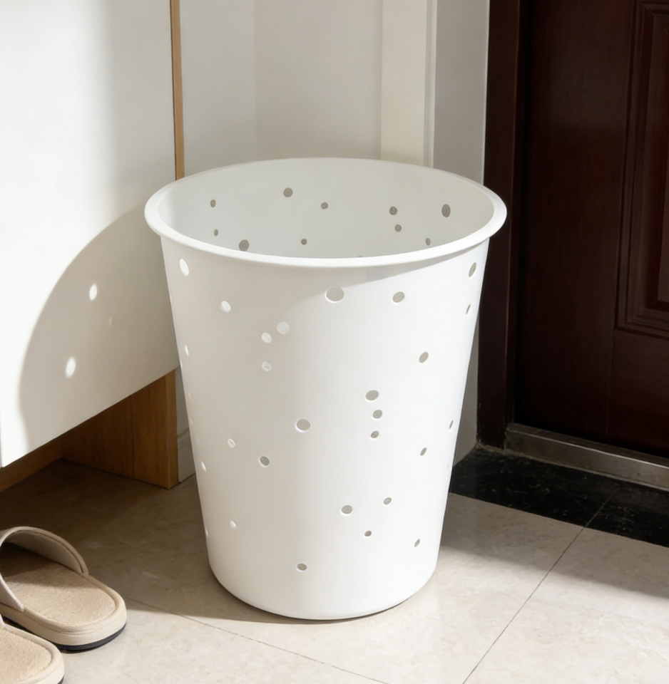 Nordic-style polka dot hollowed-out dirty clothes basket, large-capacity breathable laundry basket, bathroom and bedroom clothes storage basket, laundry basket with lid storage, dirty clothes basket wholesale Specification image