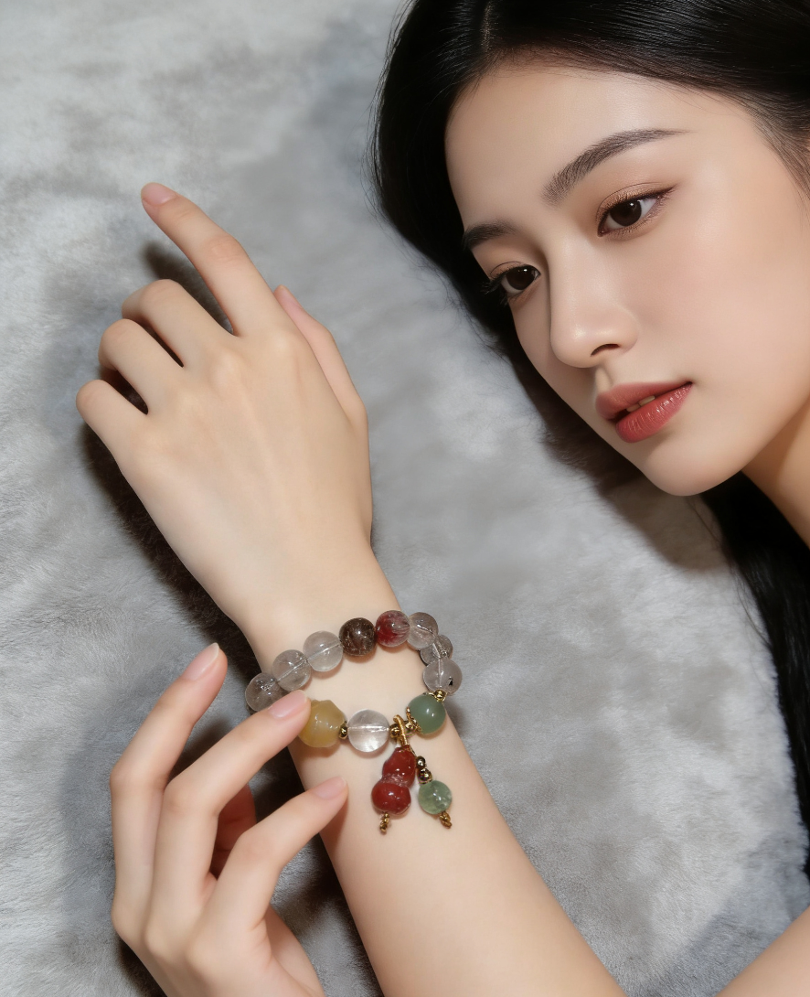 彩发晶手链手串手绳红绳沙金饰品时尚手饰女款简约百搭潮流礼物细节图