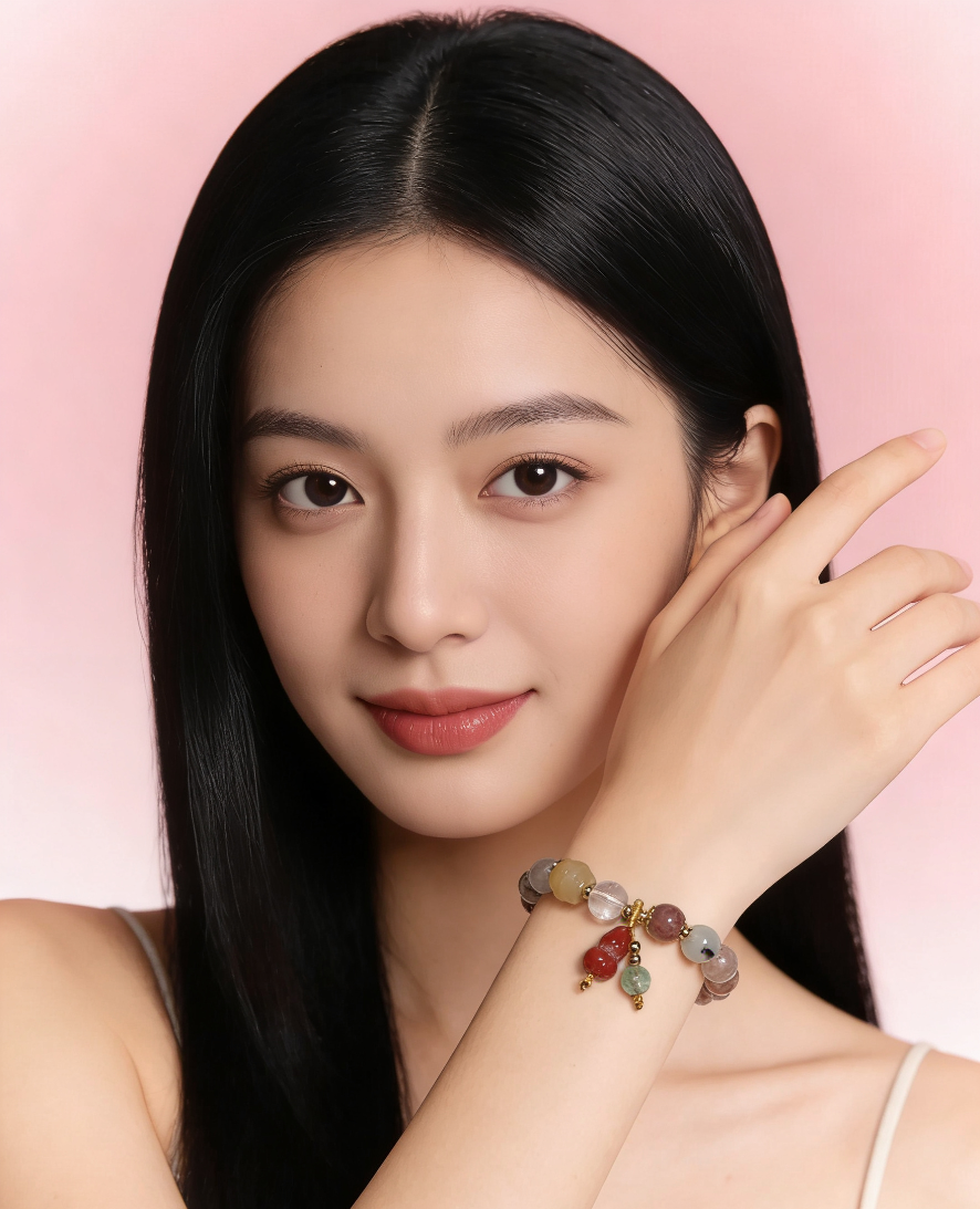 彩发晶手链手串手绳红绳沙金饰品时尚手饰女款简约百搭潮流礼物详情图5