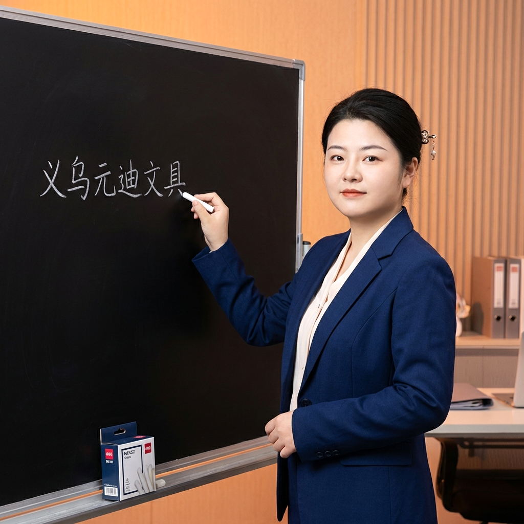 得力办公覆膜六角笔杆白色粉笔