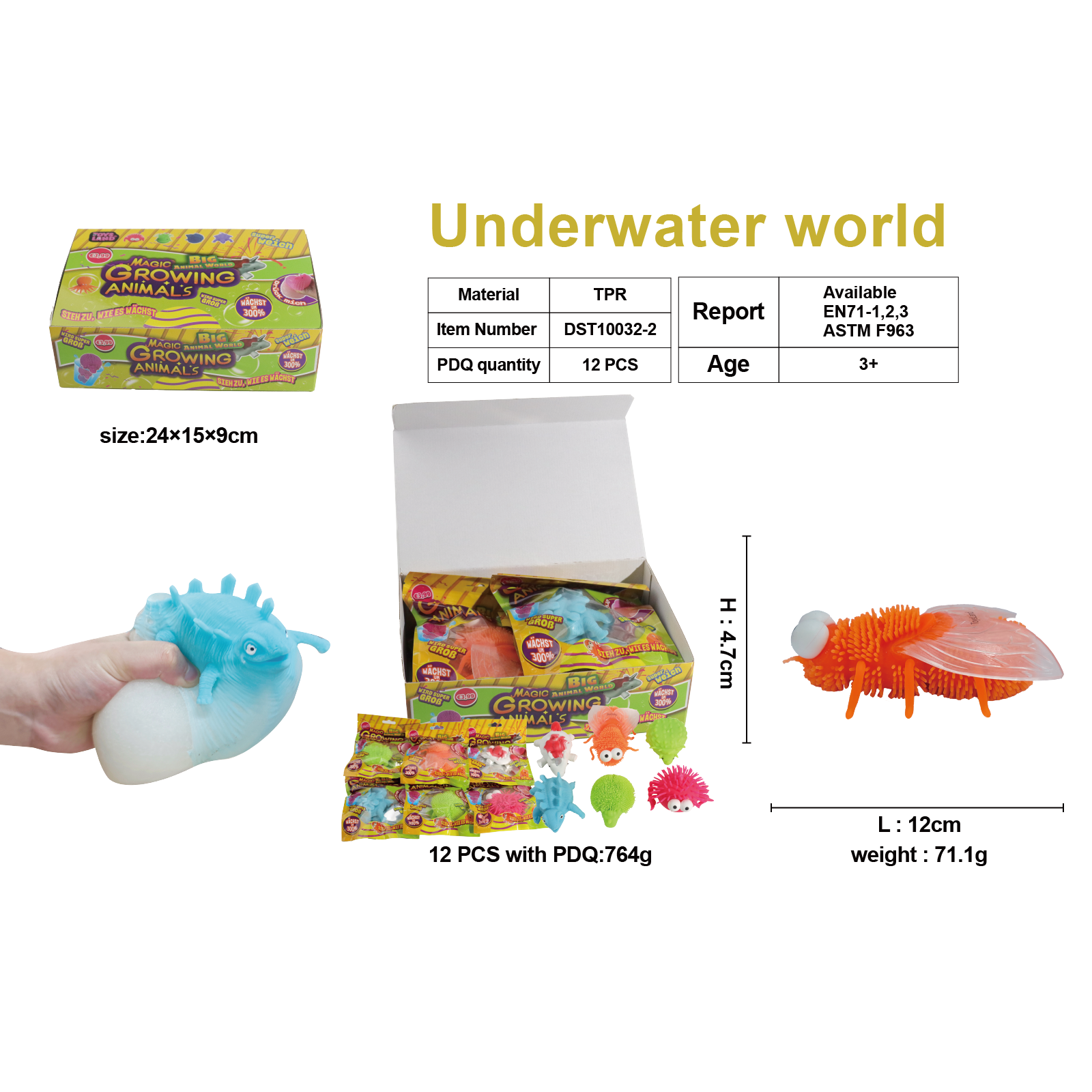 Underwater world魔法生长动物玩具套装12件海洋生物可膨胀儿玩具实验器材雪糕棒考古挖掘趣味益智玩具玩具玩具
