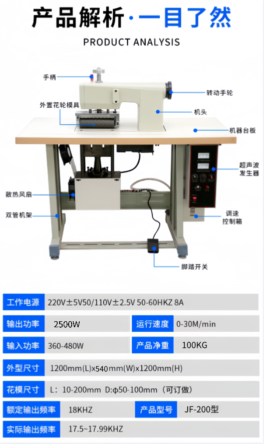 18K200 manual ultrasonic embossing machine, fabric and sponge sewing machine, fabric non-woven fabric lace machine, factory direct sales, worry-free after-sales service pic 6