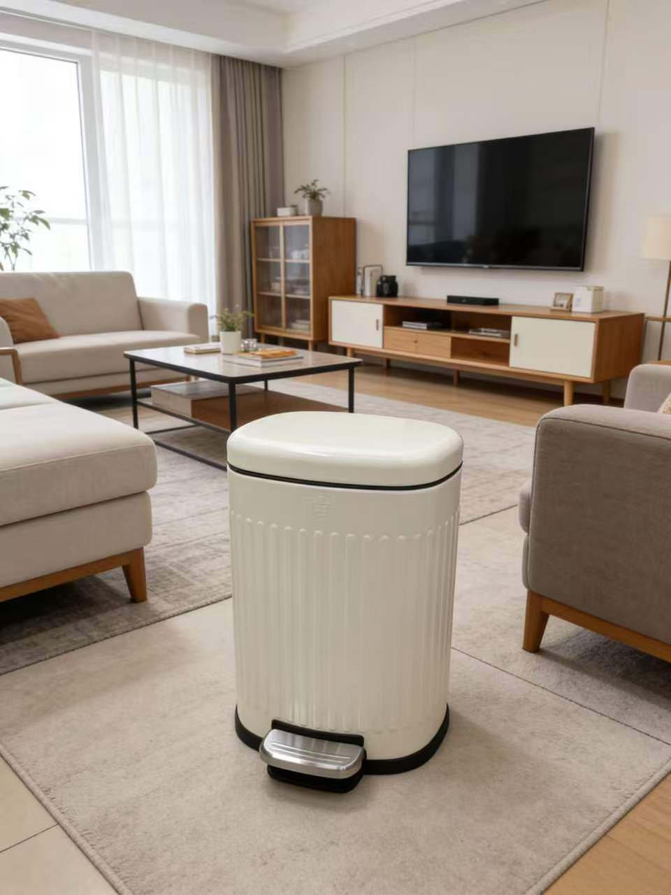 垃圾桶/摇盖式垃圾桶40L/不锈钢垃圾筒/大型垃圾桶/不弯腰垃圾桶产品图