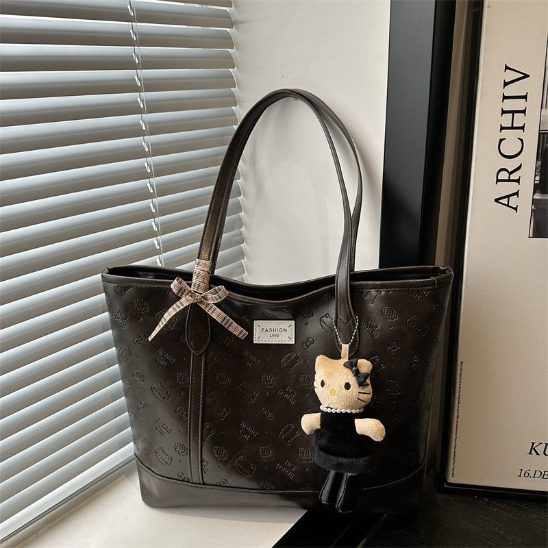 Korean school-style large-capacity tote bag for women, 2025 new autumn and winter single-shoulder bag, retro commuting underarm bag