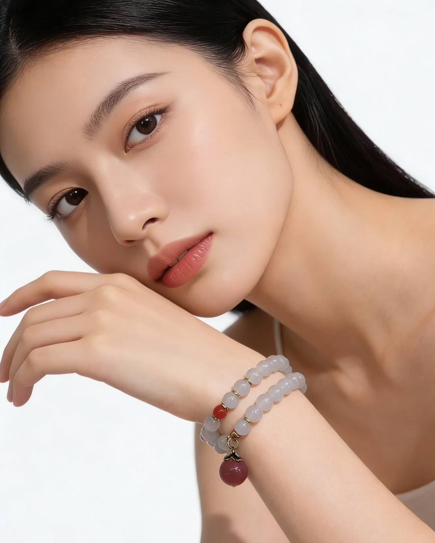 白玛瑙手链手串手绳红绳饰品时尚手饰手饰品配饰女款男女情侣手链潮流百搭