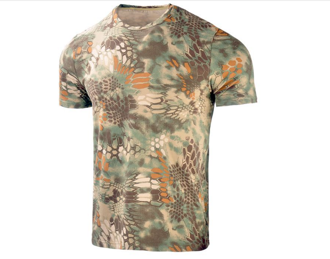 Summer outdoor sports waterproof round-neck short-sleeved outdoor camouflage T-shirt shirt, elastic and breathable half-sleeved tactical sportswear Application Scenario