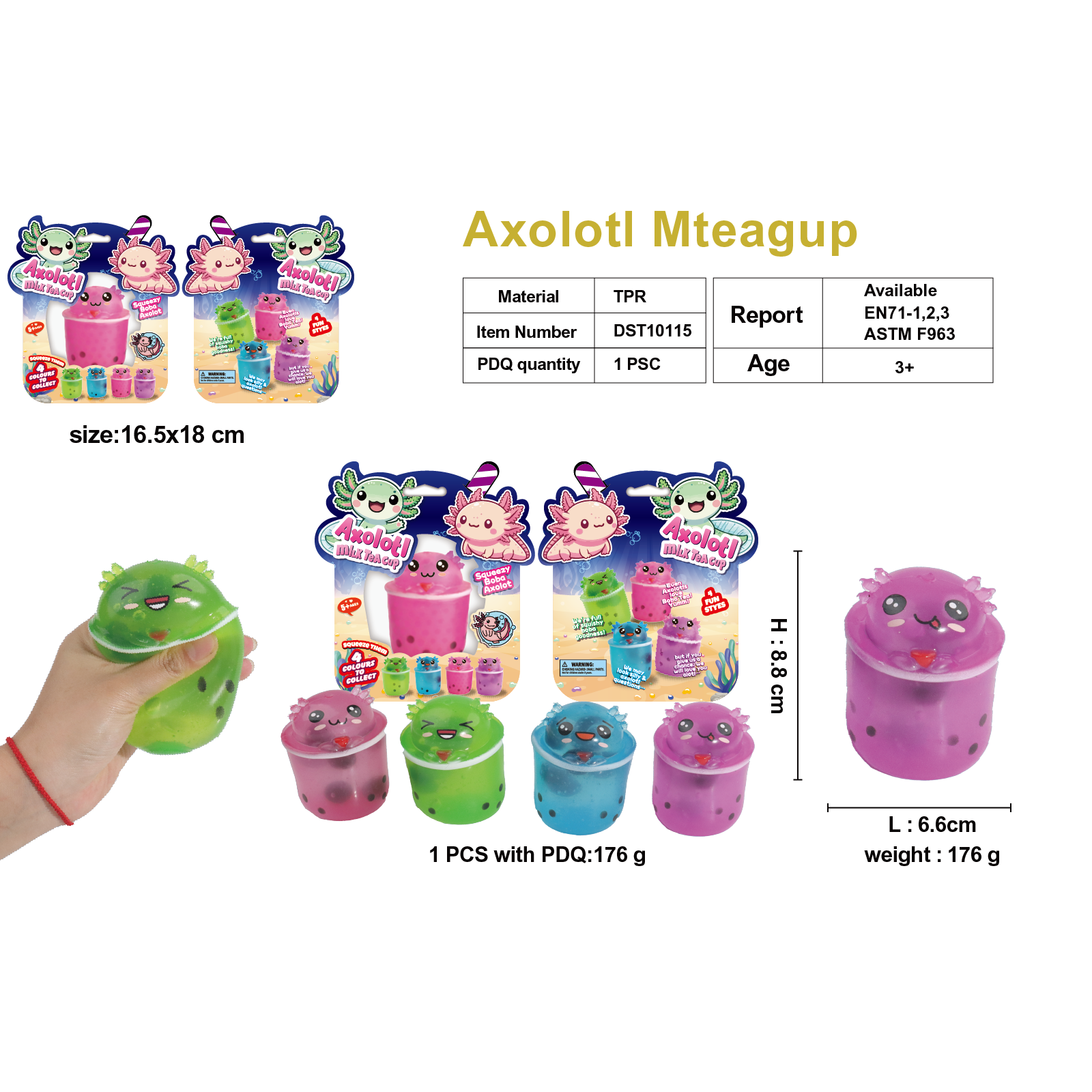 Axolotl Mteagup3D打印卡通动物塑胶玩具小野动物模型趣味玩具3D打印玩具卡通动物塑胶玩具小野动物模型