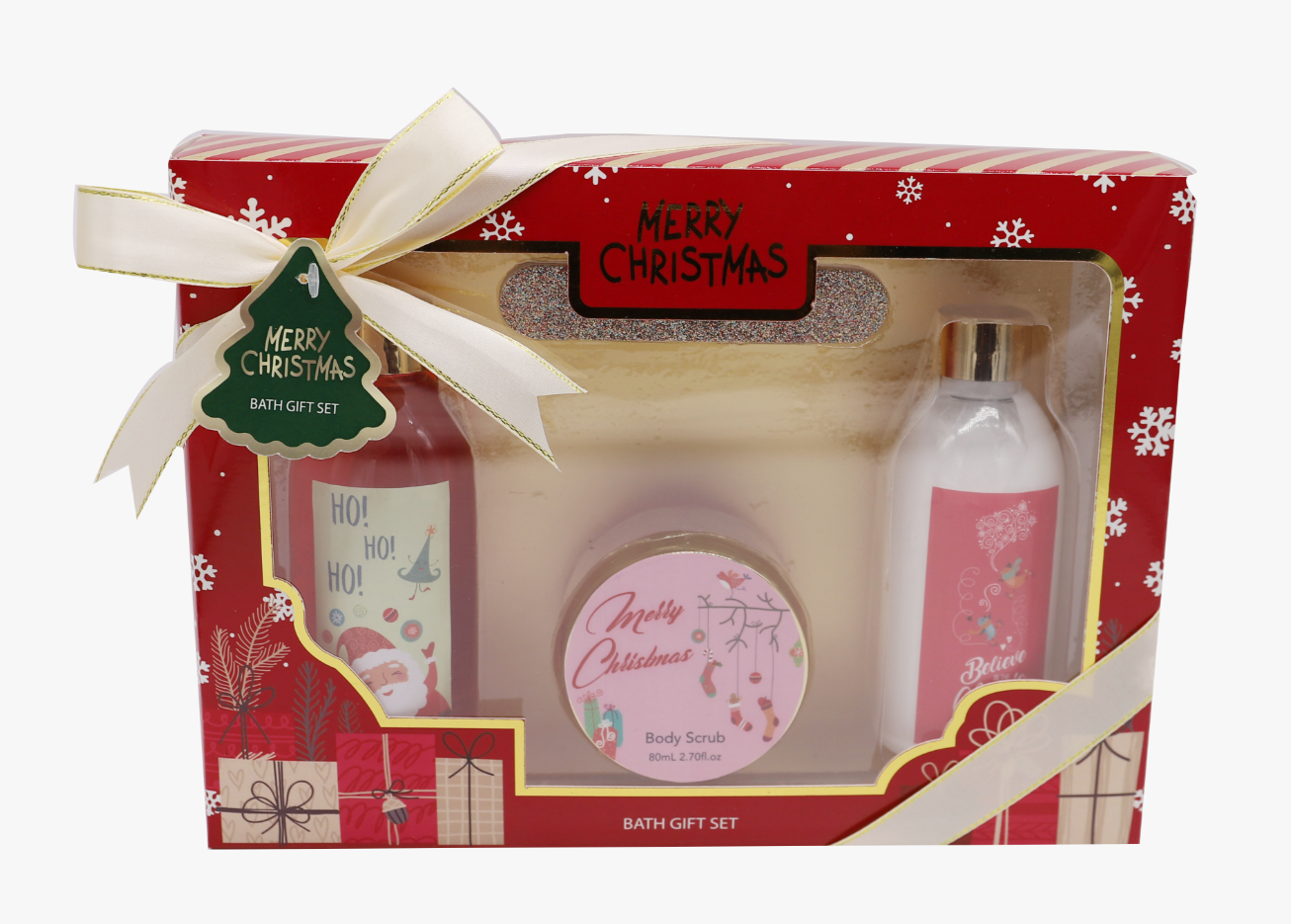 OEM ODM bath products set, Christmas-themed scented bath products, optional scented body wash set, scrub, body lotion care Specification image