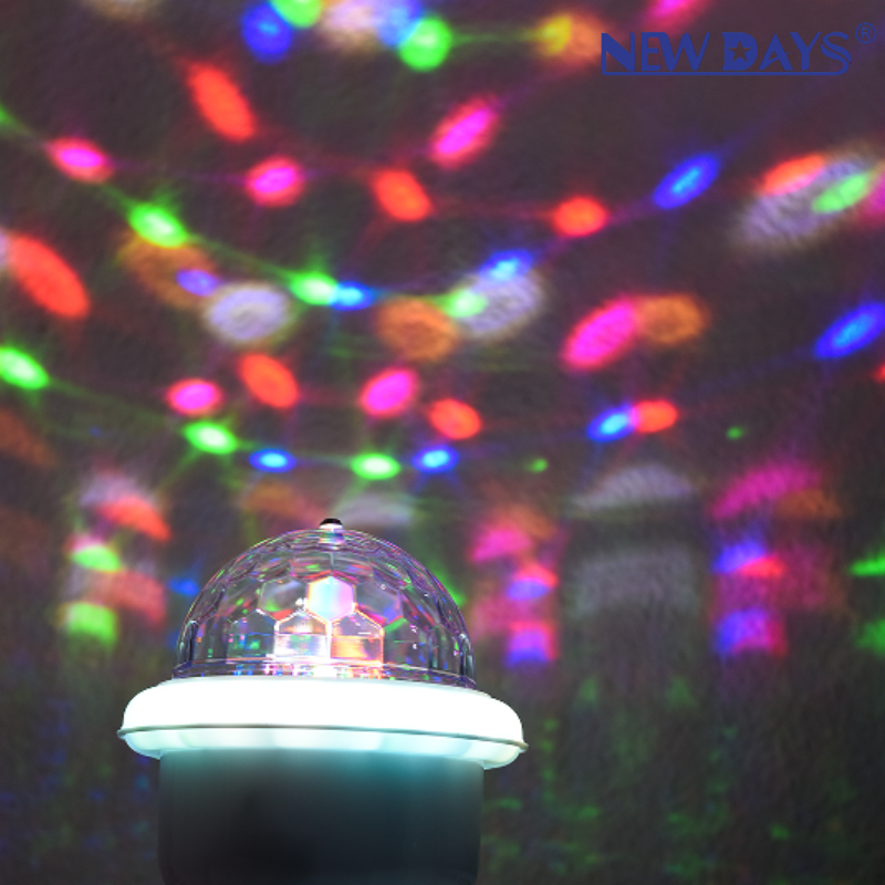 NEWDAYS brand cross-border new LED rocket charging music magic ball, home flash ambient light, color-changing stage light, party laser crystal magic ball light ambient light Specification image