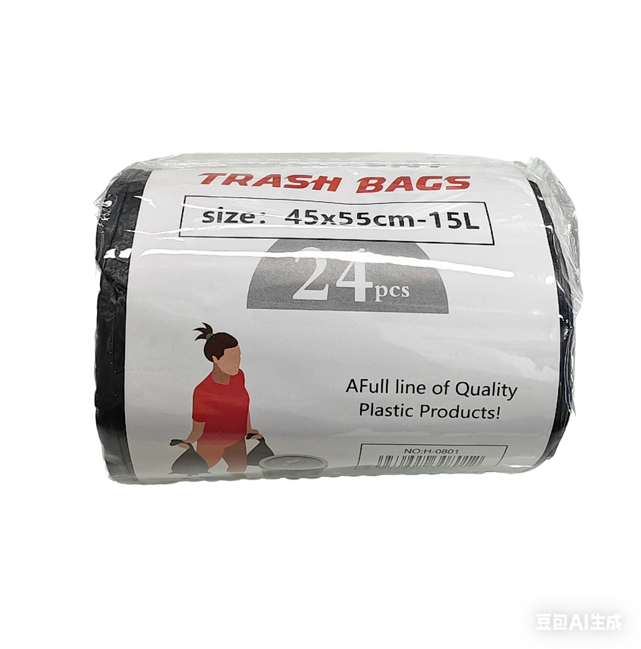 加厚平口垃圾袋45*55CM垃圾袋黑色加大24PCS