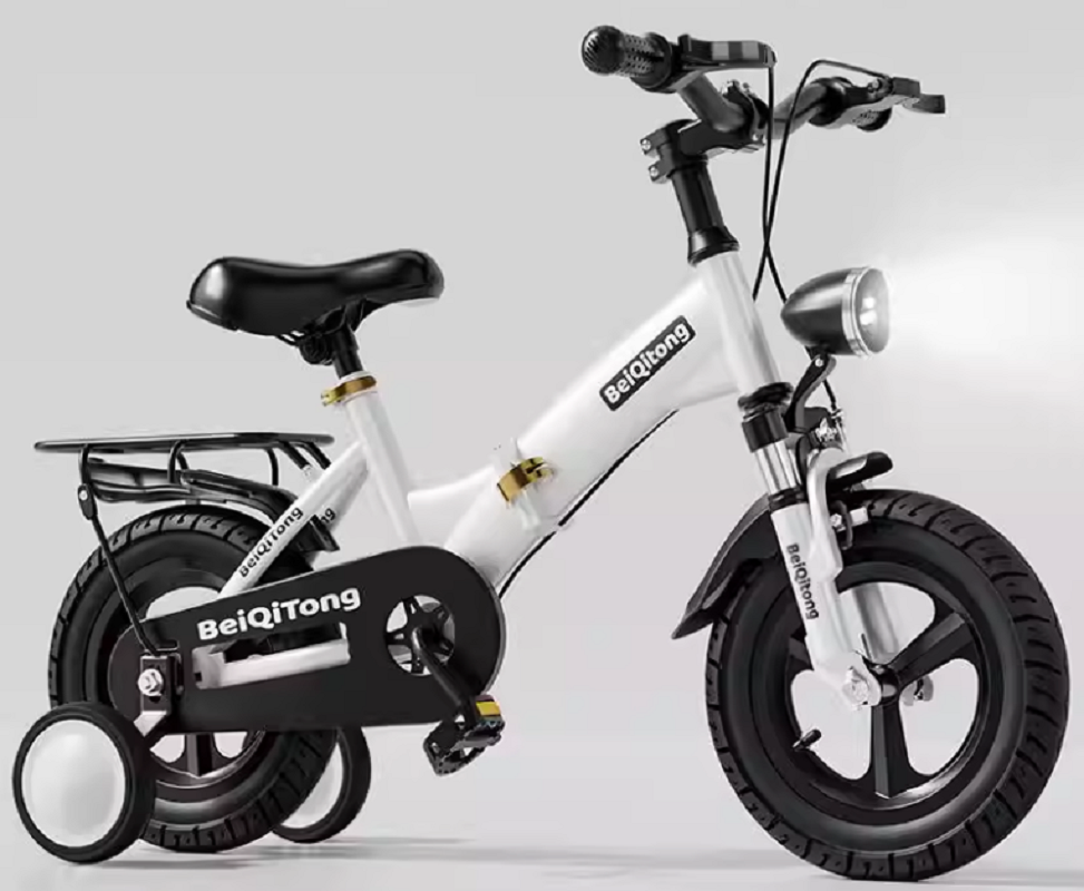 BQTK款一体轮衣架  儿童自行车，时尚简约设计，配备辅助轮和前灯，安全便捷，适合幼儿骑行。