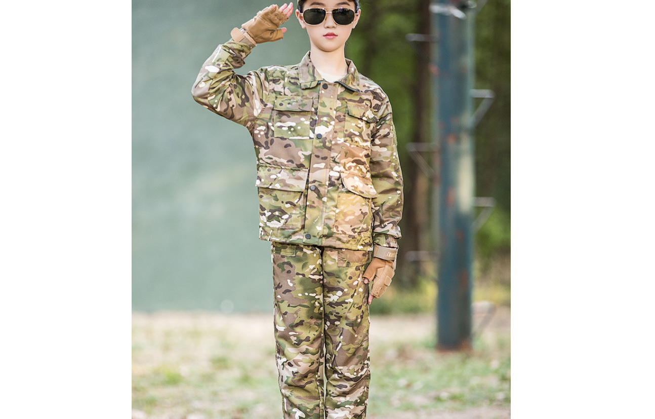 Children's camouflage clothing sets, scratch-resistant and durable, men's outdoor sports summer camp clothing, primary school and kindergarten military training uniforms details Picture
