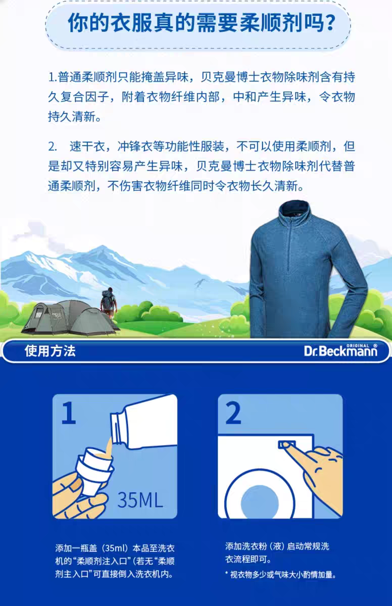 Dr. Beckman Imported Laundry Softening Care Agent 500ml, garment Deodorizer, removes odors for a long-lasting freshness detail image 8