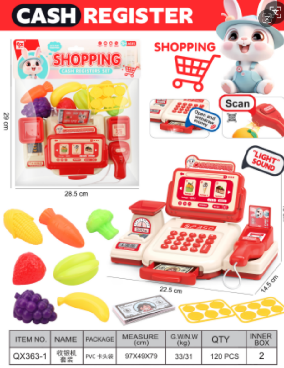 跨境电商儿童爆款蔬菜水果收银机套装玩具套装儿童益智早教幼儿玩偶亲子互动趣味玩具