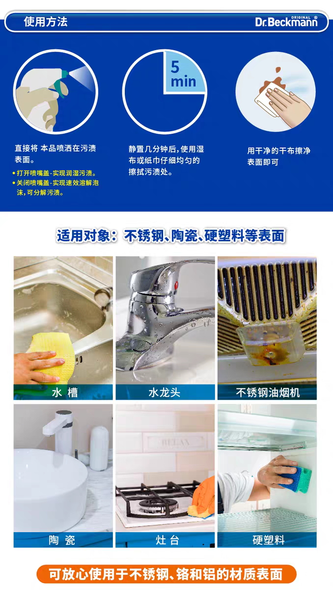 German imported Dr. Beckman Advanced Stainless Steel Cleaning and Maintenance Agent 250ml, German imported Cookware Rust Remover Polishing 250ml detail image 5