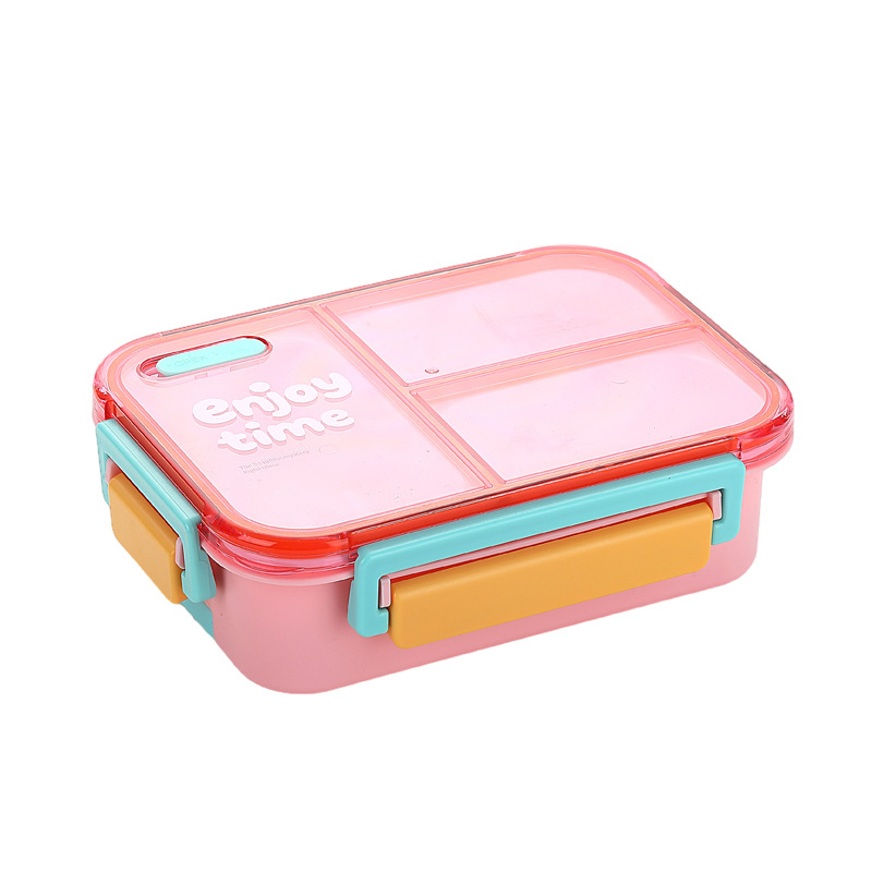 马卡龙色三格分格饭盒 便携密封防漏便当盒 学生上班族带饭专用 配餐具午餐盒详情2