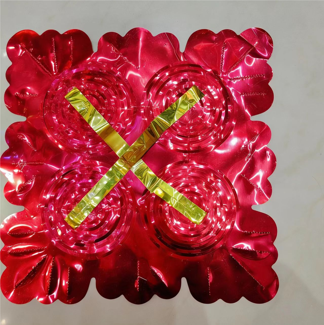 环美工艺品四股多彩喜庆拉花亮光纸喜字拉花装饰彩带婚房用品房间扶手把手结婚节日拉花