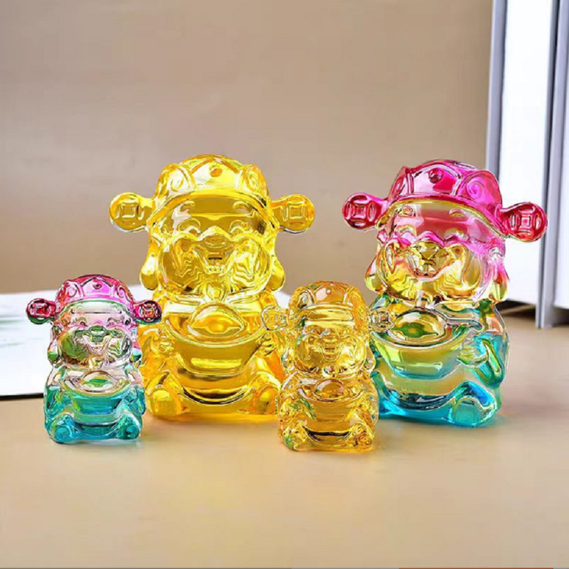 水晶摆件财神元宝钱袋金砖貔貅苹果玻璃琉璃芒果小猪狐狸如意花生