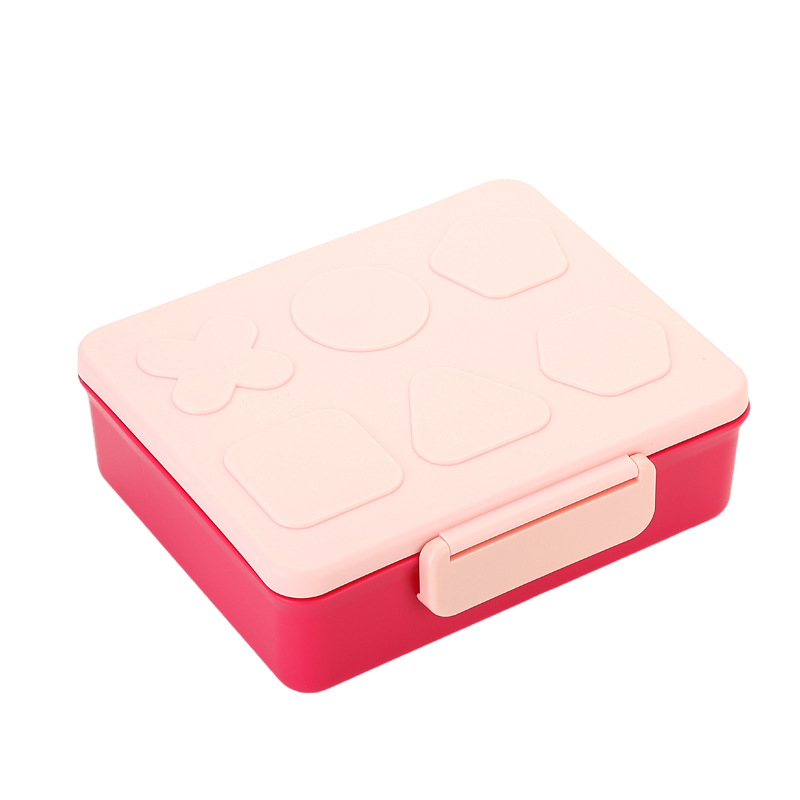 几何图案分格饭盒 带独立汤碗与餐具 便携卡扣密封 儿童便当盒详情2