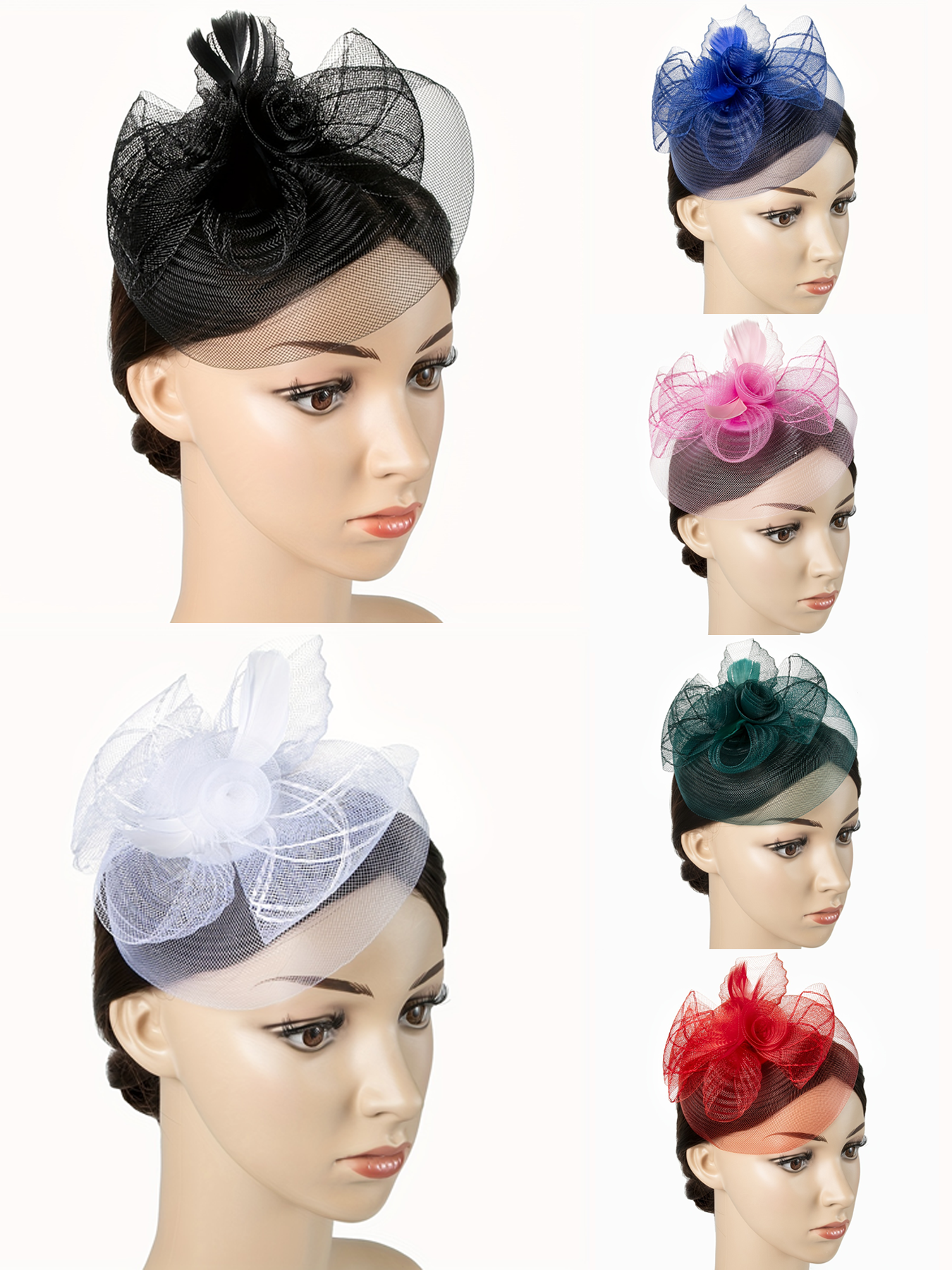 1 piece of charming feather veil hair accessory for ladies, Halloween and Christmas party horse racing hat, wedding hat, Derby cap strap clip