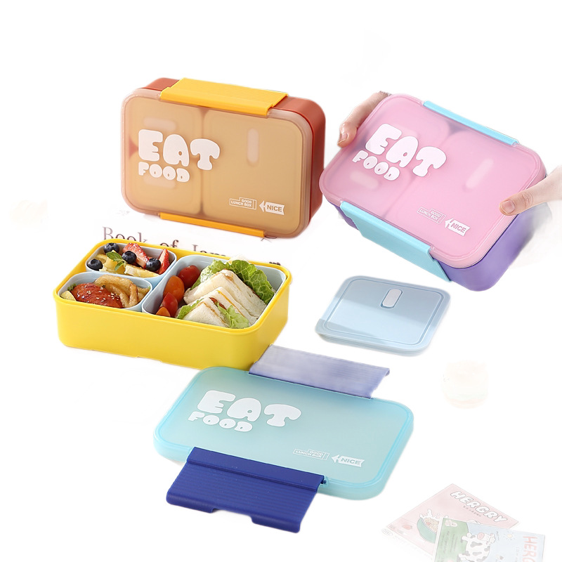 多层叠放式饭盒 带独立小餐盒与餐具 便携卡扣密封 上班族分格便当盒详情2