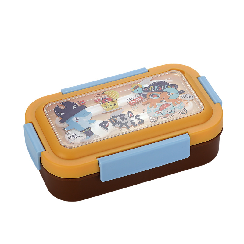 独角兽冰淇淋卡通印花饭盒 304 不锈钢内胆 便携卡扣密封 儿童分格便当盒详情2