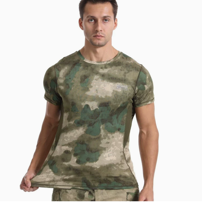 Summer men's T-shirt, outdoor sports quick-drying sweat-absorbing short-sleeved, physical training combat suit, round-neck T-shirt, breathable and quick-drying Item Picture