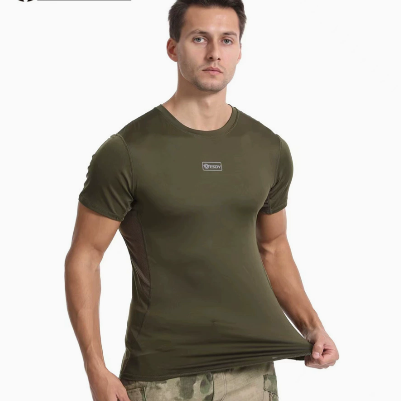 Summer men's T-shirt, outdoor sports quick-drying sweat-absorbing short-sleeved, physical training combat suit, round-neck T-shirt, breathable and quick-drying Specification image