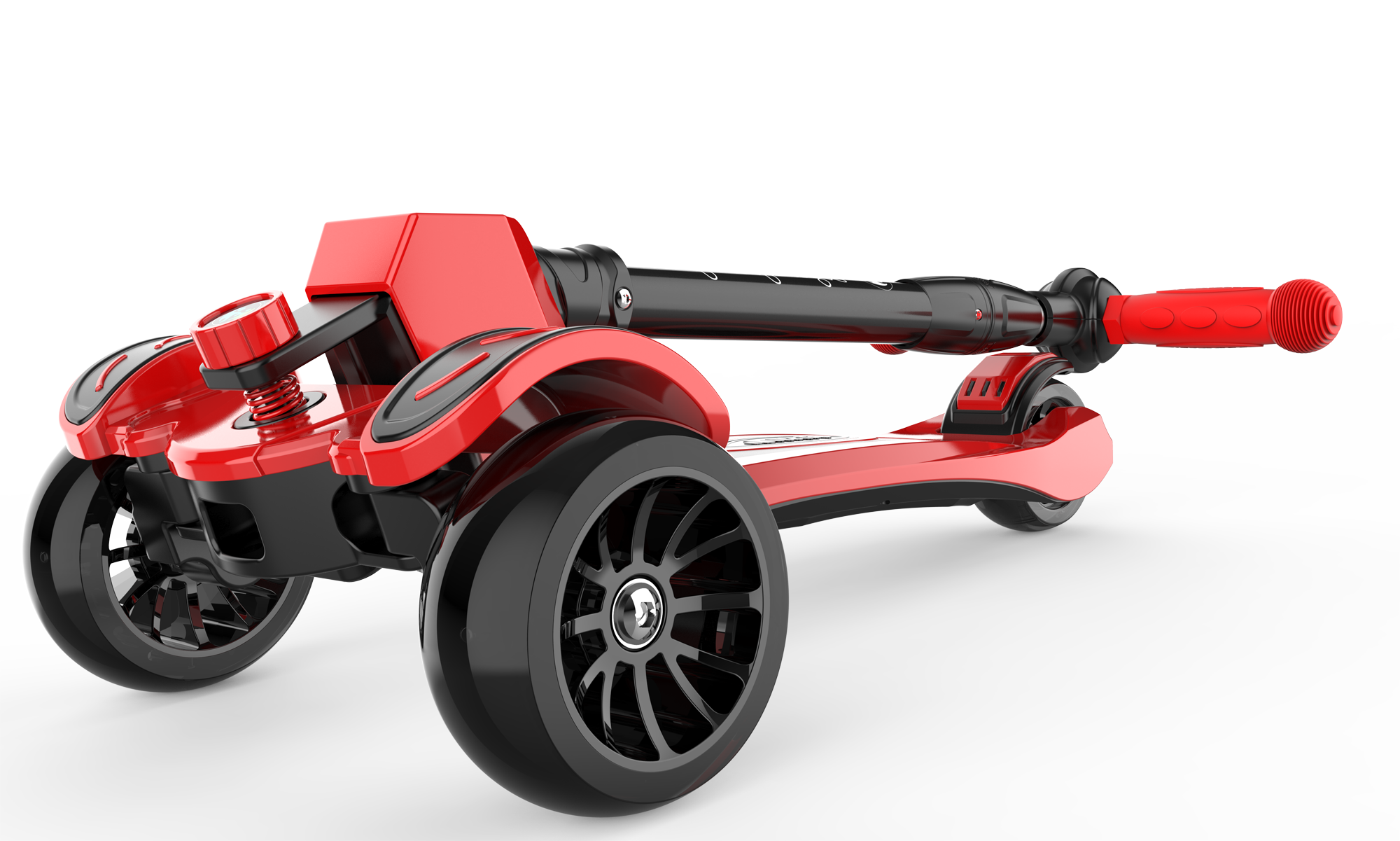 Red and black children 's scooter, self-designed, factory direct sales. Two-in-one children' s scooter. Three-in-one, both sitting and riding. Youdaoplaceholder0 -11 years old, domestic product details Picture